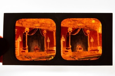 Interior Fontainebleau Palace - 1860s French Tissue Stereo View Card - 6¾x3¼ V21