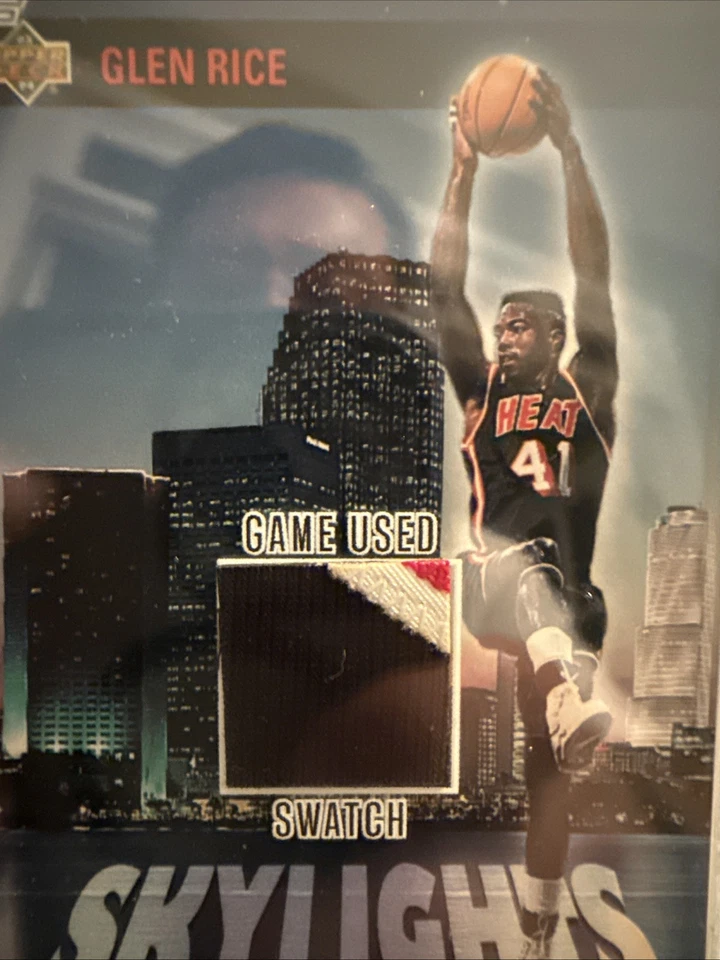 1993-94 Upper Deck - Skylights Glen Rice #480 Game Used Swatch - Image 2 of 4