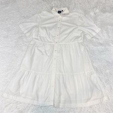 Gap New women size S short sleeve tiered poplin shirtdress button front in white