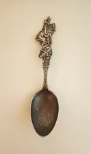 Antique sterling silver souvenir spoon rodeo 'ROPED UP' 1917 M/B cowboy