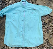 Columbia Men's PFG Blood and Guts Short Sleeve Shirt. Turquoise Blue. LT