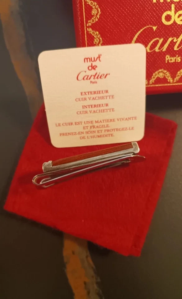 Auténtica Cartera Cartier Vintage Clip Dinero Madera Plata 925 - Imagen 3 de 4