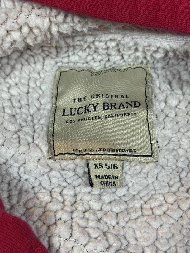 Suéter con Capucha con Cremallera Rosa Lucky Brand Niños Talla XS 5/6 Forro Cálido X17 Foto 3 de 4