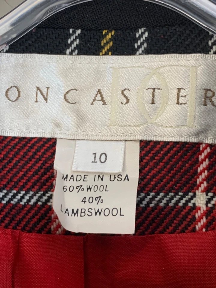 Vintage 90s Doncaster Red Plaid Wool Blazer Jacket Size 8 Button Lined RFF10659 - Image 4 of 4