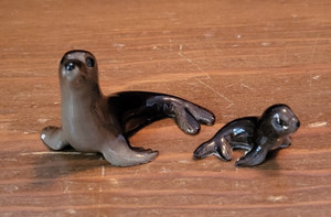 Vintage Hagen Renaker Seal Sea Lion Mom and Baby Miniature