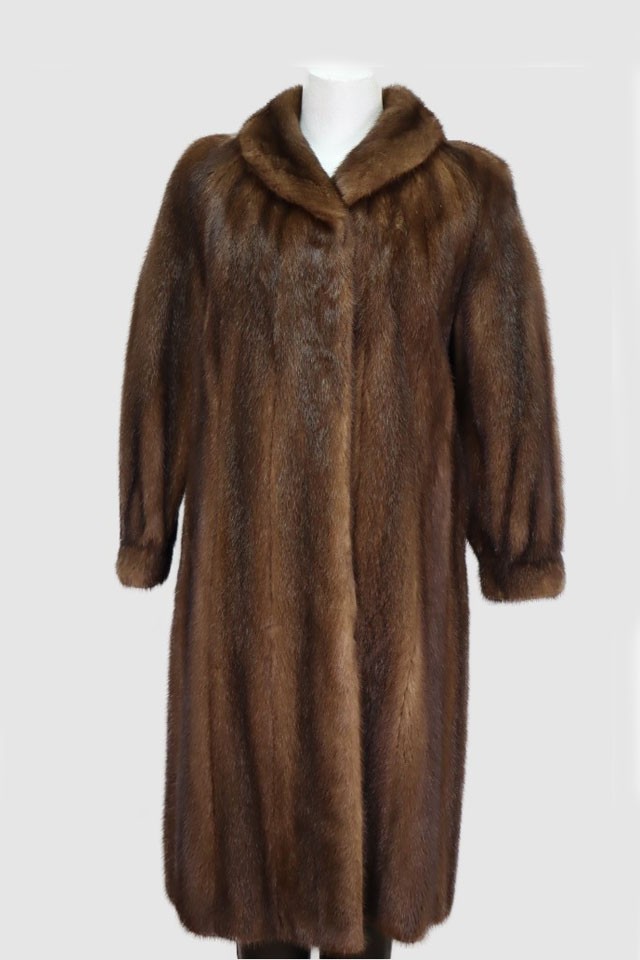 Women's Sz 8/10 Dark Pastel Mink Fur Coat MINT Woman