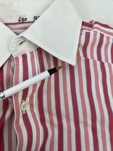 Turnbull & Asser Men's Red & White Stripe Cotton Dress Shirt SIZE 15 $495 - Picture 9 of 11