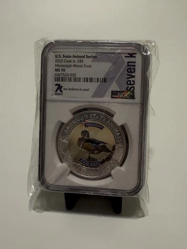 2022 NGC MS70 Cook Islands $5 Dollar Mississippi-Wood Duck Silver Coin