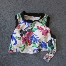 NWT Hapari Paradise Midkini Tankini XL White Tropical Floral Swim Top Pad Bra