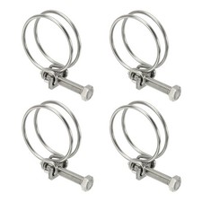4Pcs 45-50 mm Stainless Steel Double Wire Hose Clips with M8 Screw