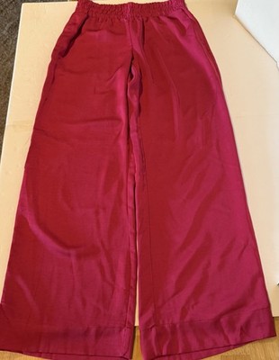 A New Day Bright Pink Polyester Wide Leg Elastic Waist Pants - Small