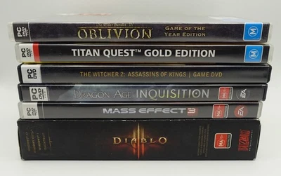 PC RPG Game Bundle Diablo III Oblivion GOTY Witcher 2 Dragon Age Titan Quest - Image 1 of 4