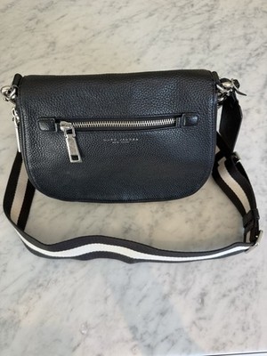 Marc Jacobs Black Peddle Leather Crossbody Saddle  Bag