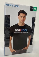 NEW 32 Degrees Cool Mens 3 Pack Short Sleeve Crew Neck Tee T-Shirt BLACK XL Wick