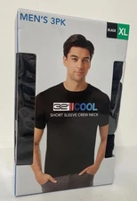 NEW 32 Degrees Cool Mens 3 Pack Short Sleeve Crew Neck Tee T-Shirt BLACK XL Wick