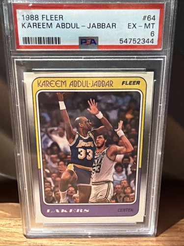 1988 Fleer #64 Kareem Abdul-Jabbar PSA 6 EX-MT Lakers HOF NBA Legend Vintage