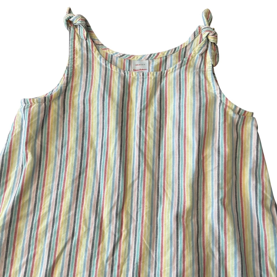 Vestido Hanna Andersson Niñas Talla 10 Cuello Redondo Arco Iris Rayas Bolsillo Play (19) Foto 3 de 4