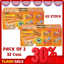 Friskies Chicken Lovers Wet Cat Food Variety Pack 32 Cans, Pack of 2