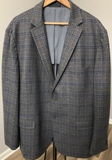 Michael Strahan Men’s Slim Fit Blazer Blue Plaid  Size 50R -Excellent Condition
