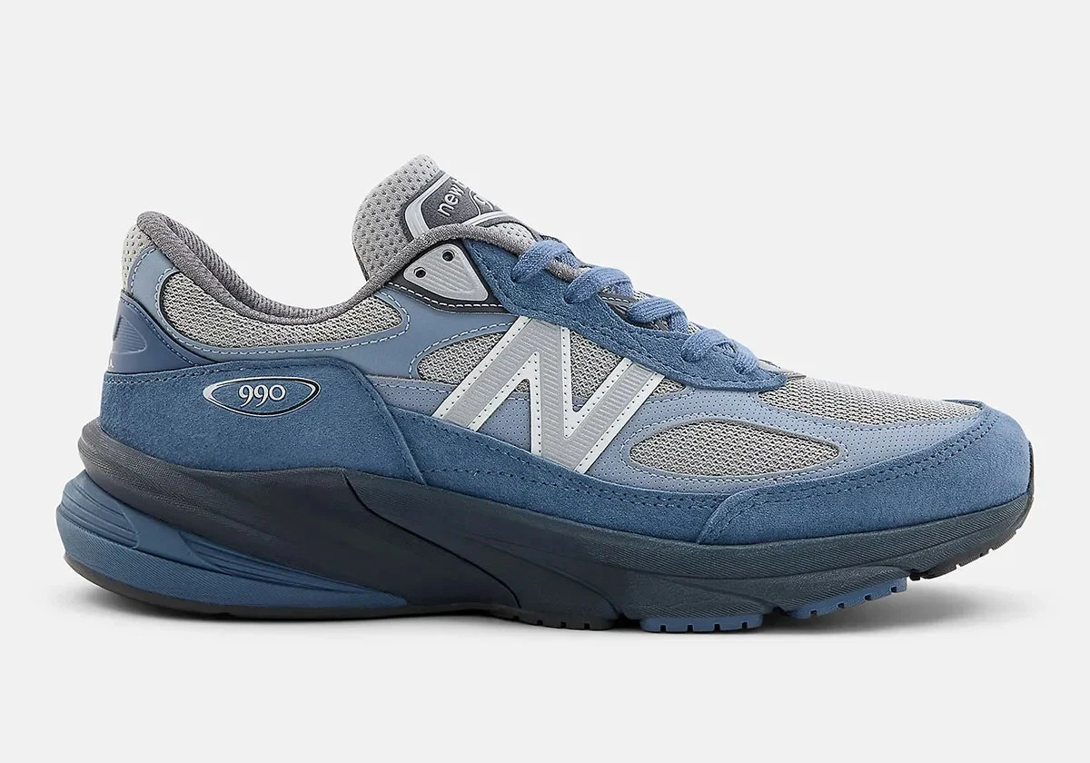 New Balance 990v6 USA Navy Running Shoes Men’s Sz 14 4E Wide Cushion Dad Shoe NEW BALANCE 990v6 Leather-Trimmed Suede and Mesh Sneakers  main image 4