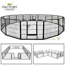32 Inch 16 Panel Heavy Duty Metal Pet Dog Playpen Kennel Exercise Fence Cage