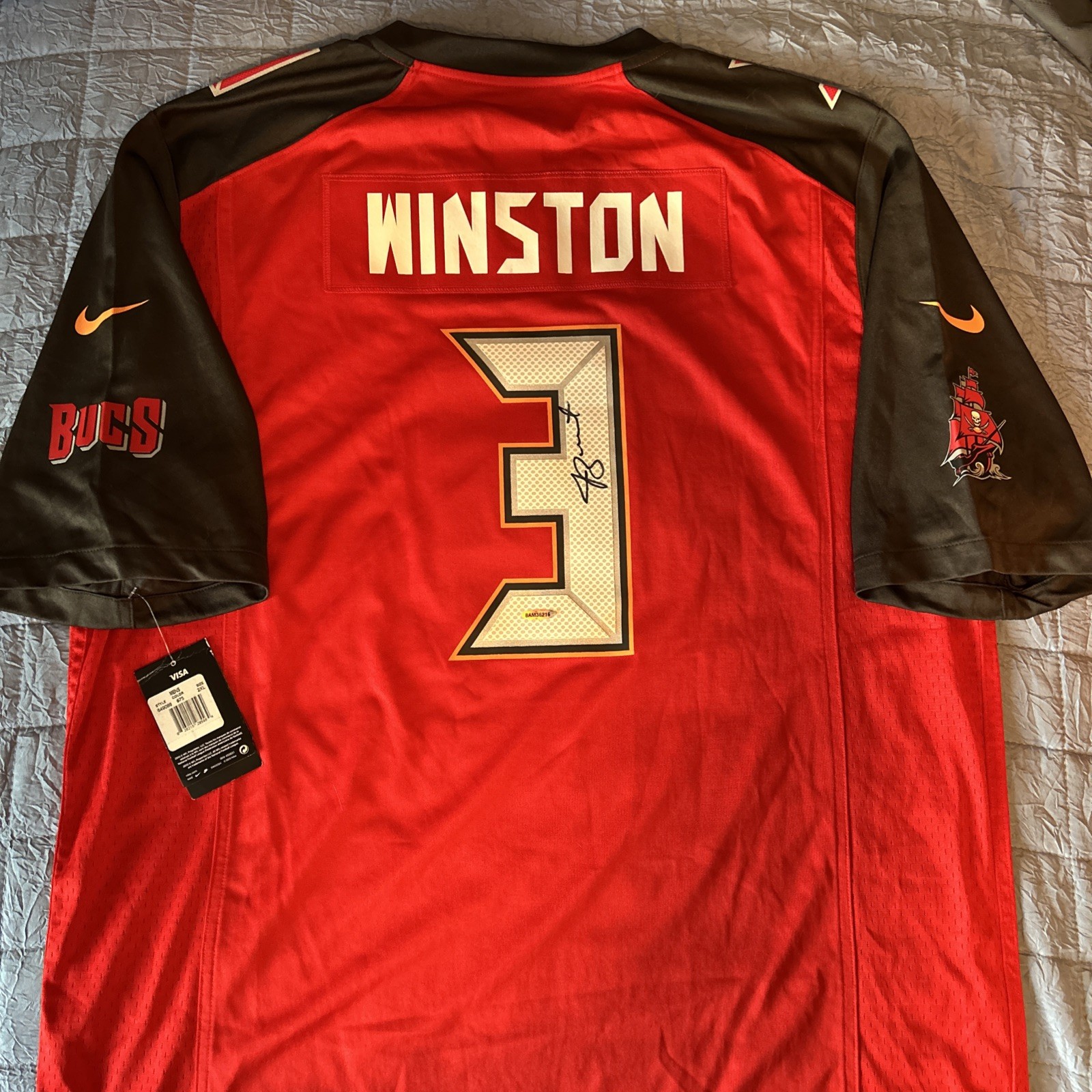 JAMEIS WINSTON Autographed Signed Tampa Bay Buccaneers RED NIKE GAME JERSEY - UDA COA 