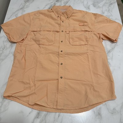 LL Bean Mens XL Peach Short Sleeve Fishing Shirt Ventilated Mesh Back 0PD25