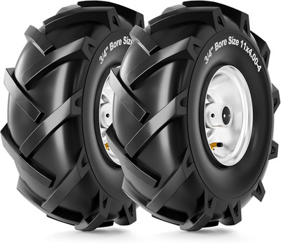 11X4.00-4 Tiller Tire and Wheel, 3/4'' Axle Bore, 3-1/8'' Centered Hub, 400 Lb Loa