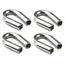 15/64" Stainless Steel Wire Rope Tube Thimble Cable Thimble (Pack of 4)