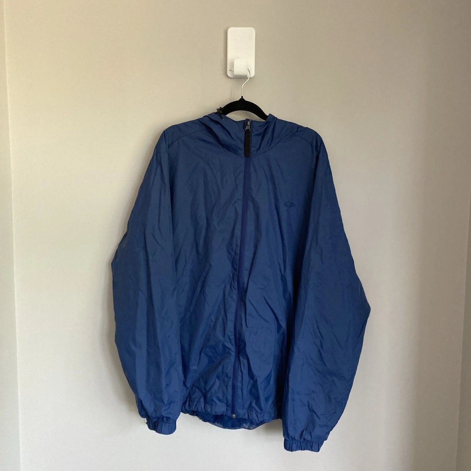 Nylon Windbreaker Jacket Champion Mens Large Blue Packable Walking Shell