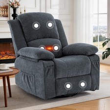 Swivel Rocker Recliner Chair with Massage and Heat Glider Recliner Side Pockets