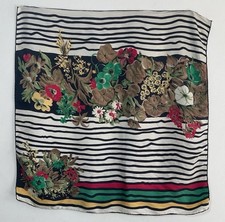 DELICATE UNBRANDED women  s Silk Striped Scarf Featuring Colourful Floral Details