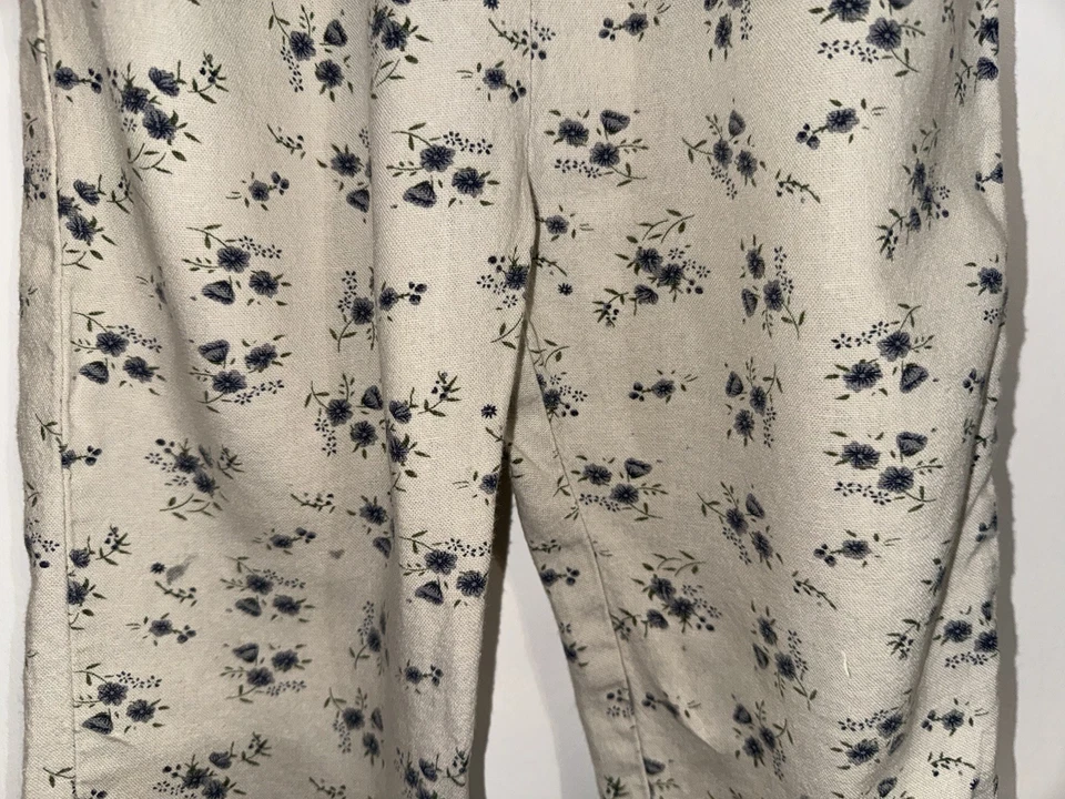 Mono Zara Beige Mezcla Lino Mameluco Azul Floral Talla 3-4 Foto 3 de 4