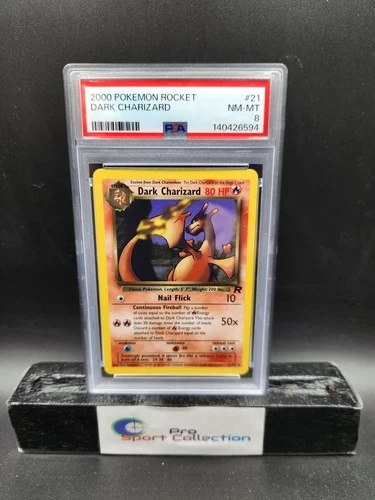 2000 POKEMON TEAM ROCKET DARK CHARIZARD NON-HOLO #21 PSA 8