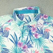 Izod Golf Shirt Mens XL White Tropical Floral Golf Polo Performance Stretch