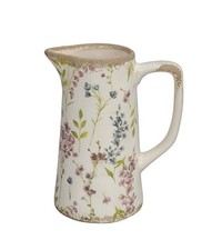 Dekokrug Kanne Krug Blumenmuster Keramik Shabby Chic Landhaus Höhe 20 cm