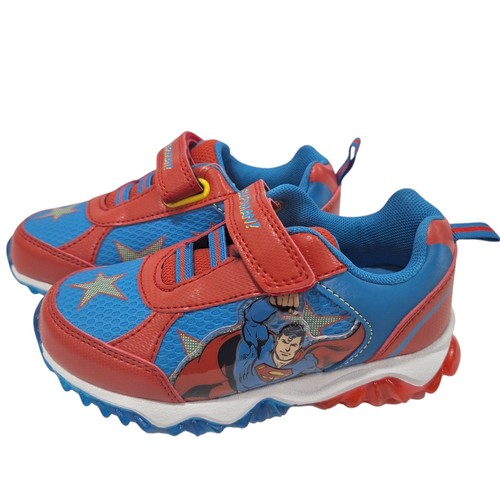 Superman Kids Light Up Shoes Toddler Sneakers Blue Red Size 9 New 17cm - Picture 13 of 13