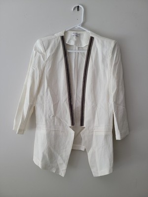 Brunello Cucinelli Women s Ivory Short Linen-Viscose Blazer size S