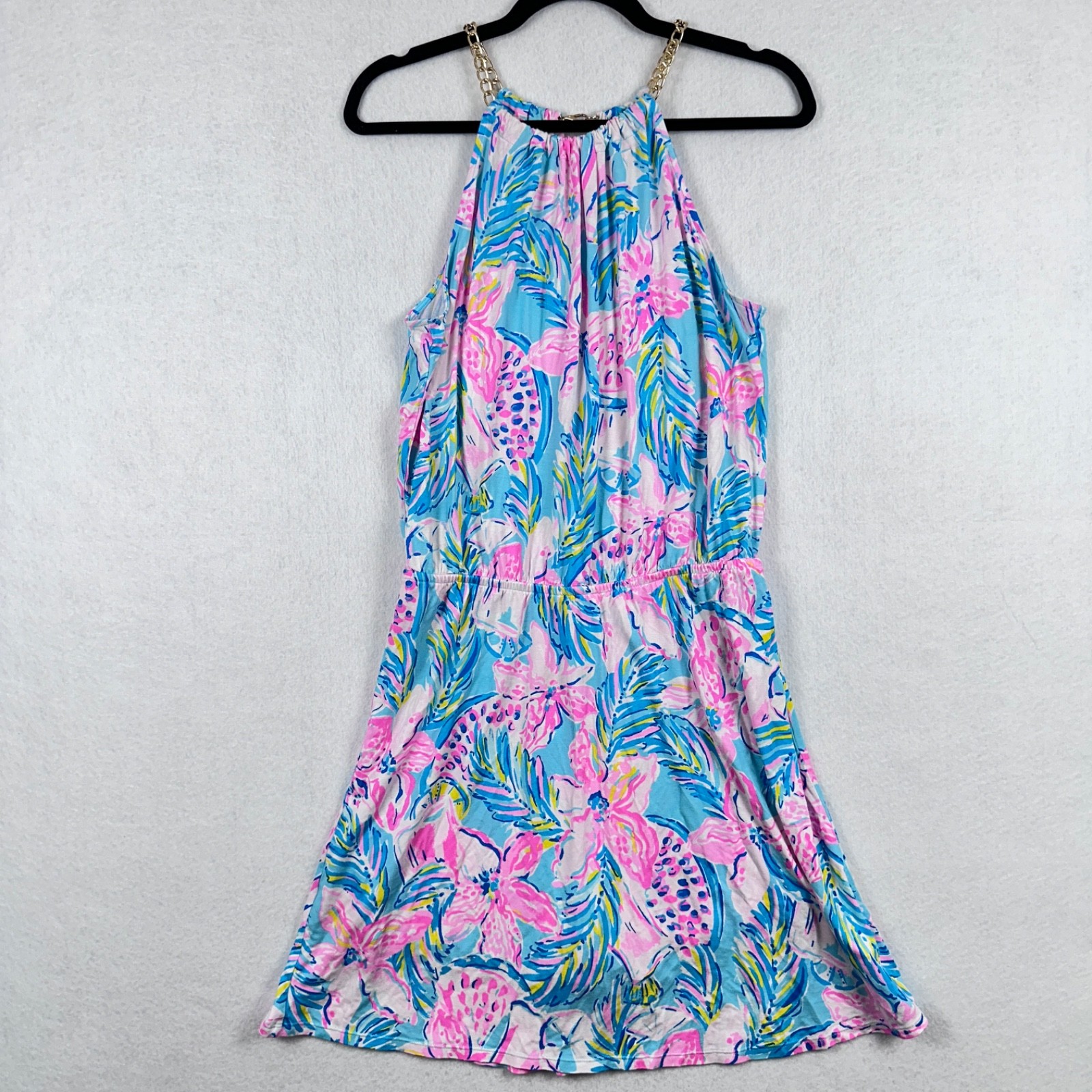 Lilly Pulitzer Bingham Midi Dress Chain Halter Resort Floral Size M