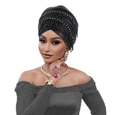 African Turban Cap Wedding Tassel Headtie Islamic Hat Hat Nigerian Bonnet Arab