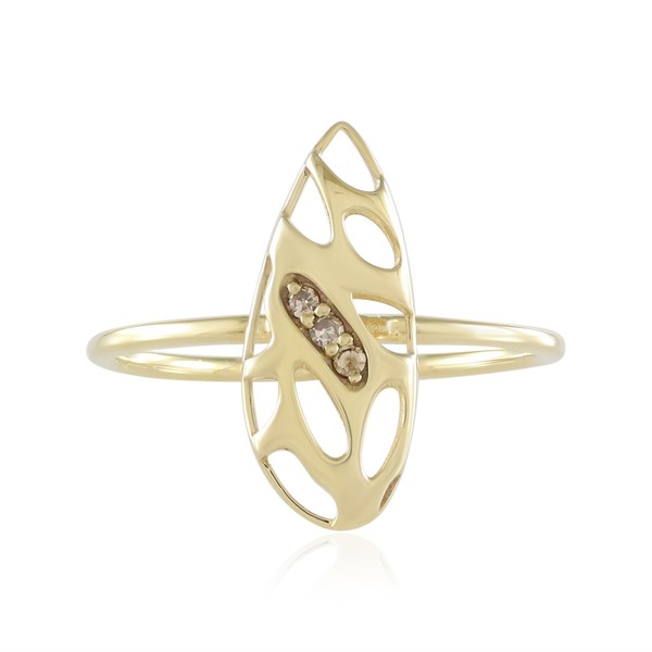 Cavill Damenring 375Er Gelbgold 3 Champagnerdiamanten Blattdesign- Echtschmuck-image