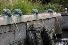 Muncie Indiana Ball State University Frog Baby Fountain 1937 Gnome Statues