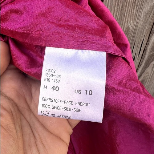 Bogner | Women's Silk 3/4 Sleeve Hook Closure Shacket Blouse Fuschia Sz 10 US L - Picture 5 of 7