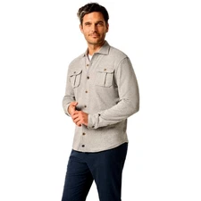 Johnnie-O johnnie-O Mens Brayden Stretch Flannel Lodge Shirt, Light Gray (US,