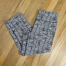 Lands End Womens Leggings Black White Graphic Workout Athletic Athleisure S 6-8