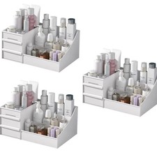 White Desktop Makeup Storage Box Cosmetic Organizer Drawer Skin Care Shelf