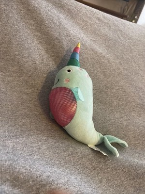 Just Narwhal Turquoise Soft Plush Toy 8  x 7  Make Believe Ideas