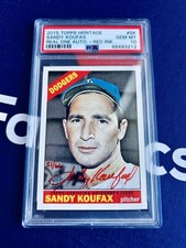 2015 Topps Heritage Sandy Koufax AUTO Autograph Red Ink ROA /66 PSA 10 GEM MINT