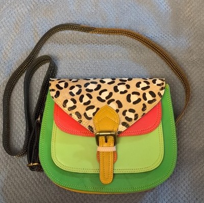 Colorful Animal Print Colorblock Shoulder Bag with Buckle Accent for Women