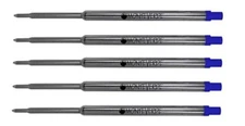 5 Monteverde Ballpoint Pen Refills for Waterman Pens, Blue Medium